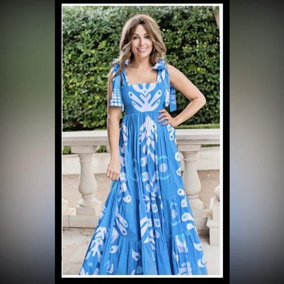 Sheridan French Kelly Maxi Dress in Blue Ink Dot 
size Small - Picture 6 of 12